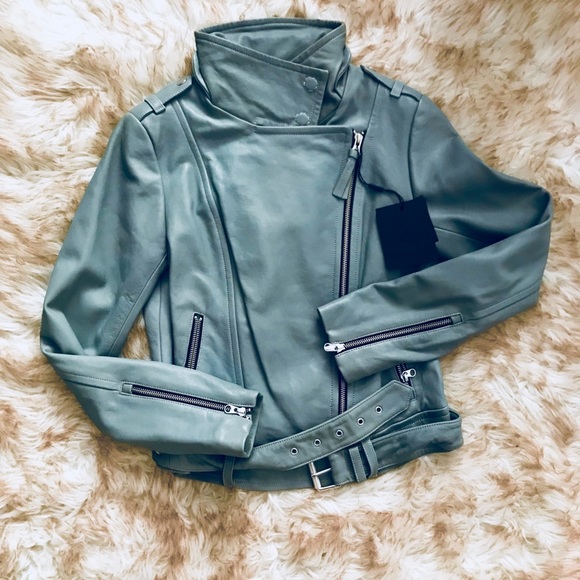 Mackage Jackets & Blazers - 💥🎈Mackage “Teal “Moto Lamb Lather Jacket 💥